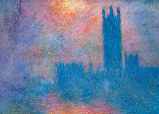 Londres, le parlement, trouée de soleil dans le brouillard - London, the parliament, hole